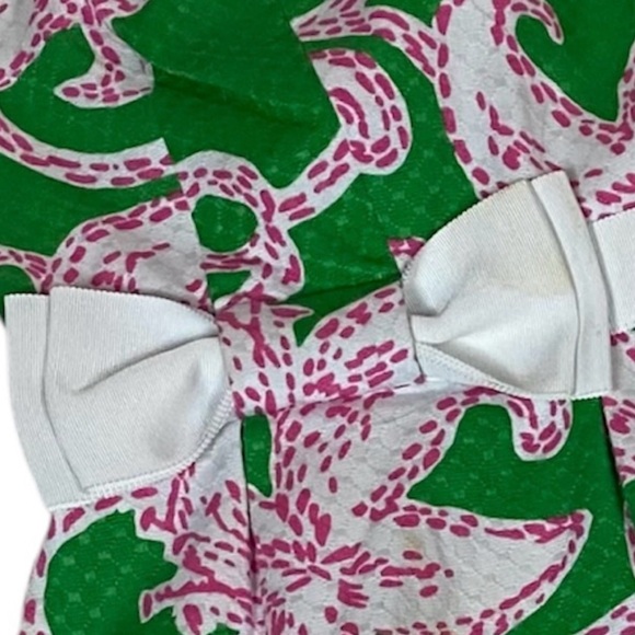 LILLY PULITZER AMBERLY BOW STRAPLESS HOT PINK & GREEN FLORAL DRESS SO CUTE! Sz 4 - Picture 7 of 8